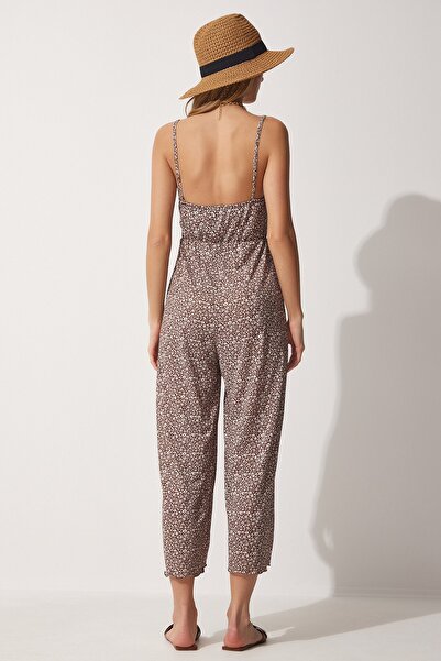 Happiness İstanbul Çiçekli Askılı Yazlık Örme Tulum