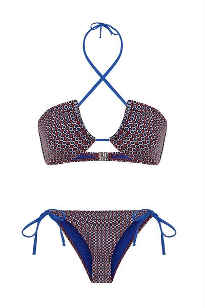 AQUELLA Halter Collar Patterned Bikini Set