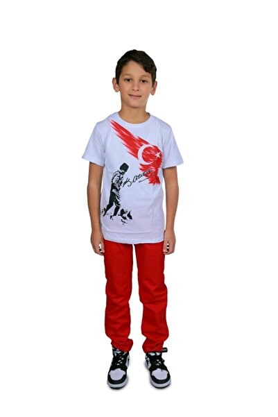 FATELLA Unisex dečija Ataturk Štampano turska zastava Pamuk pakovanja T-shirt