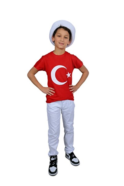 FATELLA Unisex Children's Ataturk Printed Turkish Flag Cotton T-shirt 23 Apri...