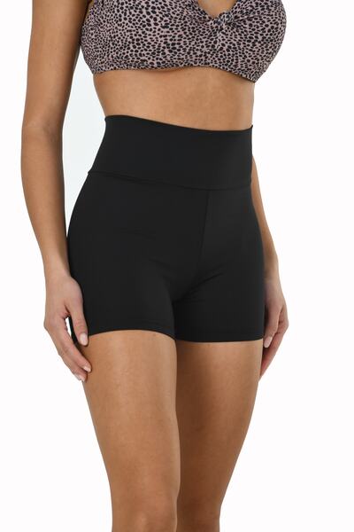 MAYOPORT Colanți boxer negri cu talie înaltă pentru femei