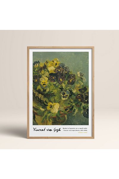 HOMEPACK Рамкирана картина на Винсент Ван Гог 30x40см 40x60см 50x70см Черно-бяла дървена рамка Vangogh021