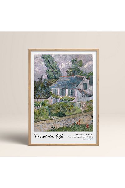HOMEPACK Рамкирана картина на Винсент Ван Гог 30x40см 40x60см 50x70см Черно-бяла дървена рамка Vangogh028