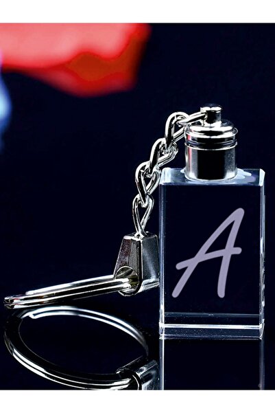 MERTKRİSTAL Breloc cu litera A, breloc cu literă, breloc cu sticlă gravată