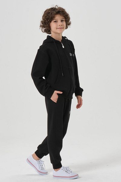 Black One Χωρίς Lycra Double Face Interlock ύφασμα εποχιακής εκτύπωσης Λεπτομερές κορδόνι τσέπης για αγόρια αθλητική φόρμα Ta