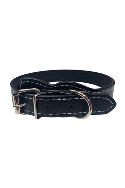 Doglife Black Leather Small Dog Collar 2 cm X Neck: 30-43 cm