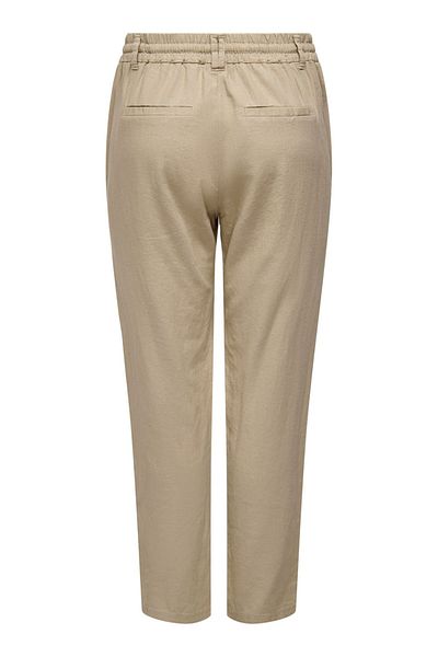 ONLY Women's Onlcaro Elastic Waist Linen Trousers 15278710 Beige