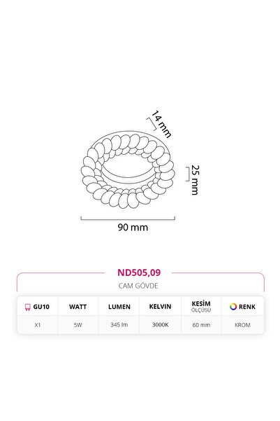 NEVO Sıva Altı Cam Spot Krom Gün Işığı Nd505