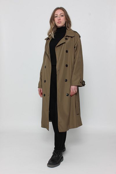 Cottoncool Women's Belted Buttoned Long Trench Coat