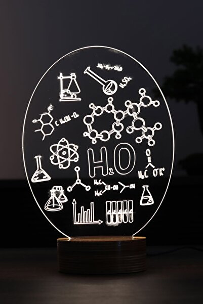 BY-LAMP Kimya Formülü Figürlü Dekoratif Hediye Led Masa Lambası | 7 Işık Reng...