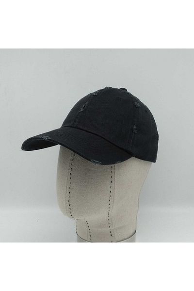Shopiolog Unisex Ripped Detail Embroidered Cotton Baseball Adjustable Cap Hat