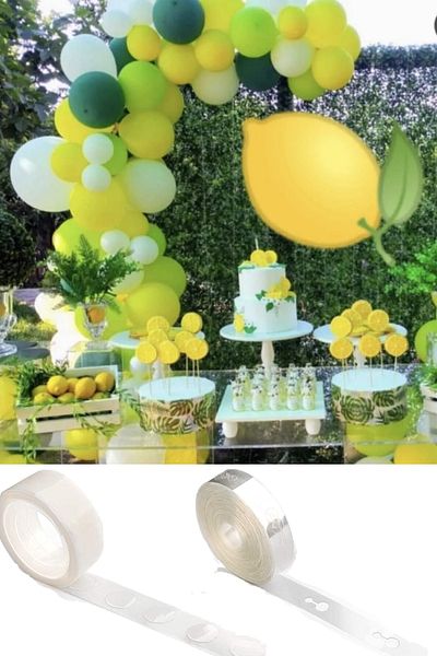 Parti dolabı Lemon Pineapple Daisy Party Balloon Decoration Chain (25 Yellow, 10 White, 10 A.Green, 10 K.Green)