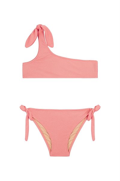 AQUELLA Girl's Fawn Textured Bow Bikini Set