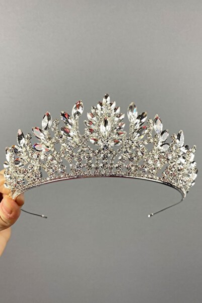 FdayAksesuar Ασημένια Χένα με Πλήρη Πέτρες Ντένβερ και Στέμμα Νύφης – Στέμμα