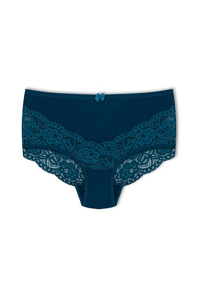 HNX Chiloți din bumbac, 5 piese, față, spate, dantelă în V, talie înaltă, mărimi mari