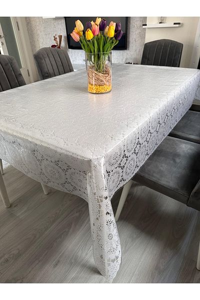 LİMAY Fata de Masa - Aspect Broderie Dantela - Transparenta - Neperforata - PVC