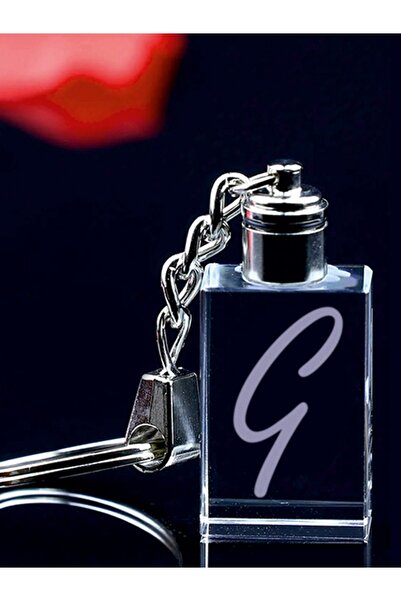 MERTKRİSTAL Breloc cu litera G, breloc cu litere, breloc cu sticlă gravată