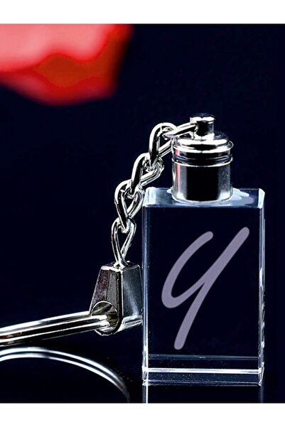 MERTKRİSTAL Breloc cu litera Y, breloc cu litere, breloc cu sticlă gravată