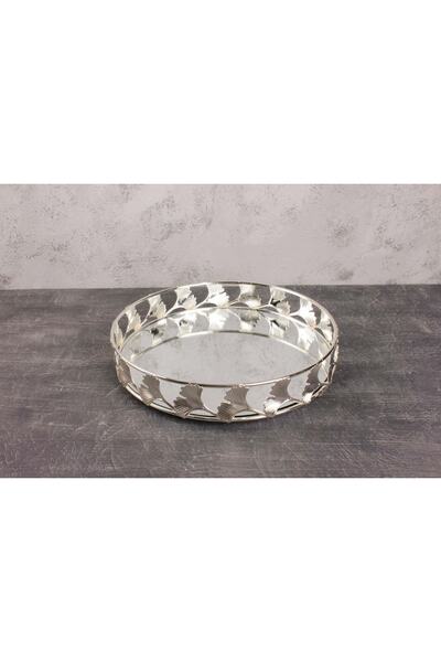 By Hanedan صينية كلوفر مرآة لون فضي 31 سم