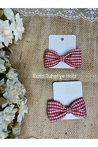 ecrin tuhafiye hobi 2'li Kırmızı Fiyonk Toka