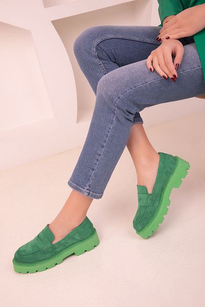 SOHO Green Suede Women's Casual Shoes 17853