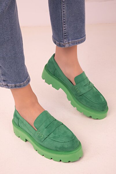 SOHO Green Suede Women's Casual Shoes 17853