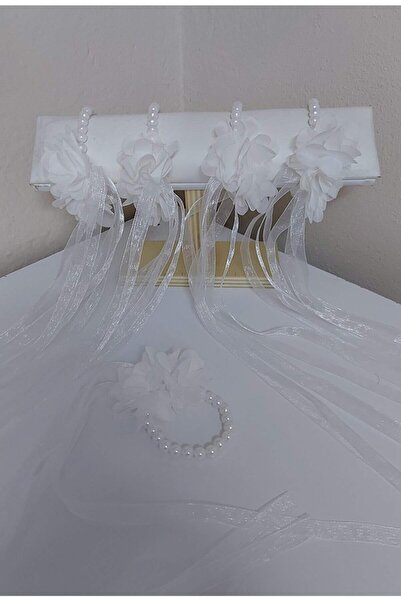 ecrin tuhafiye hobi Incili Kurdelalı Nedime Bilekliği Beyaz 5 Adet