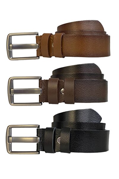 GoDeri %100 Hakiki Deri, Efsane Füme Geniş Dilli; Siyah, Tosado, Koyu Kahverengi 3'lü Set Kemer 4 Cm=3xfüm