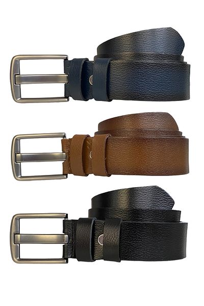 GoDeri 100% γνήσιο δέρμα, Legendary Smoked Wide Tongue; Μαύρο, Tosado, Navy Blue Σετ 3 Ζώνης 4 Cm=tyc 0076051395