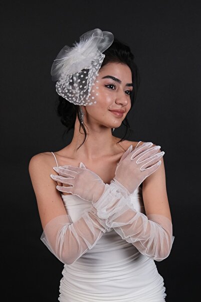 Limelia Voilet de mireasă cu buline și mănuși de mireasă lungi peste cot