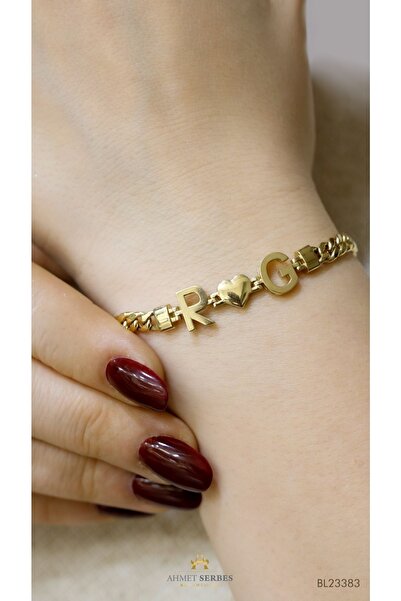 Ahmet Serbes Kuyumculuk Iki Harfli Altın Bileklik