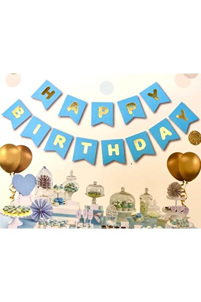 asöy Χρόνια Πολλά Banner Μπλε επί χρυσό Κίτρινο επιχρυσωμένο