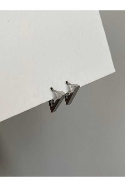 Owentis Steel Silver Triangle Form Belmo Earrings 1.5 Cm - No Darkening-