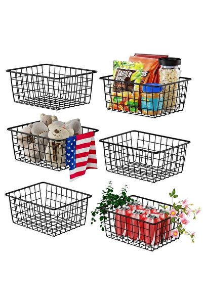 LEFİEV 6 قطع منظم خزانة الحمام والمطبخ لعبة سلة المكياج منظم سلة معدنية شبكية