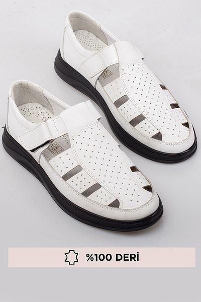 depderi 100% Leather, Taped, Stitched, Sandal Type Orthopedic Men's Summer Shoes