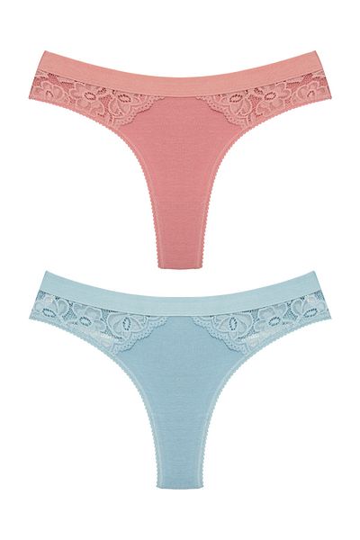 Zena Cotton Women's Thong Panties - 2-Piece, Elastic Waist
