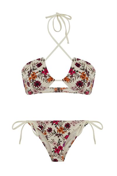 AQUELLA Halter Collar Patterned Bikini Set