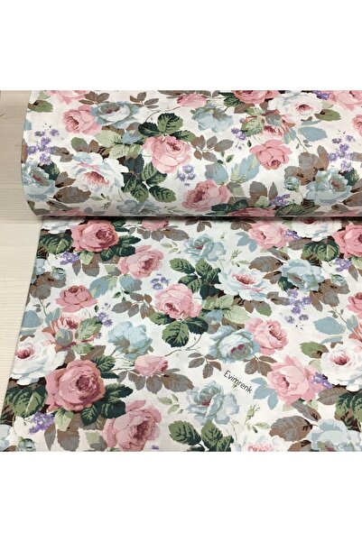 Renk Tekstil New Roses Desenli Poplin Nevresimlik Kumaş
