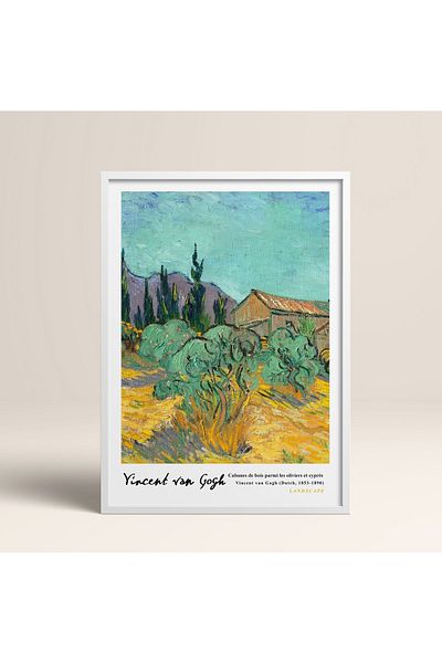 HOMEPACK Εικόνα με κορνίζα Vincent Van Gogh 30x40cm 40x60cm 50x70cm Μαύρο Λευκό Ξύλινο Πλαίσιο Vangogh012