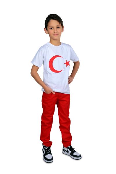 FATELLA Unisex Çocuk Atatürk Baskılı Türk Bayraklı Pamuklu T-shirt 23 Nisan 2...