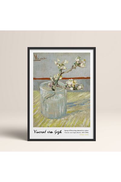 HOMEPACK Çerçeveli Vincent Van Gogh Tablo 30x40cm 40x60cm 50x70cm Siyah Beyaz Ahşap Çerçeveli Vangogh023