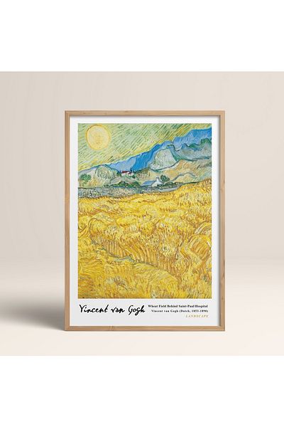 HOMEPACK Рамкирана картина на Винсент Ван Гог 30x40см 40x60см 50x70см Черно-бяла дървена рамка Vangogh017