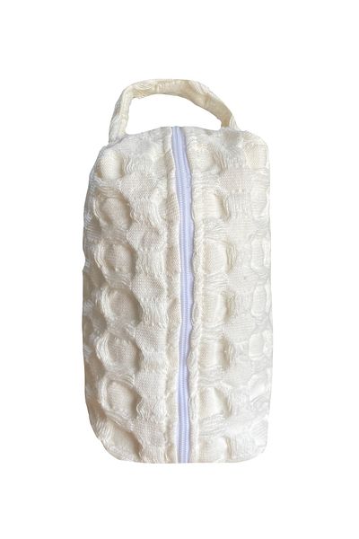 Lucy and Home Cream Big Waffle Pike Makeup Bag