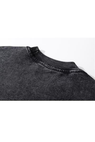 Touz Πλυμένο φλεγόμενο σκελετό με στάμπα Unisex Oversize Vintage T-shirt