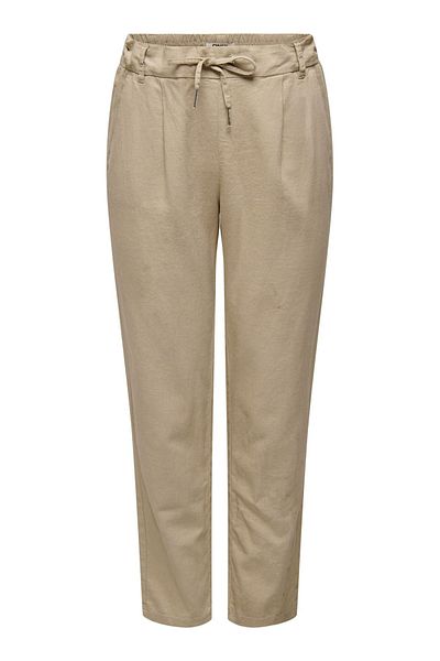 ONLY Women's Onlcaro Elastic Waist Linen Trousers 15278710 Beige