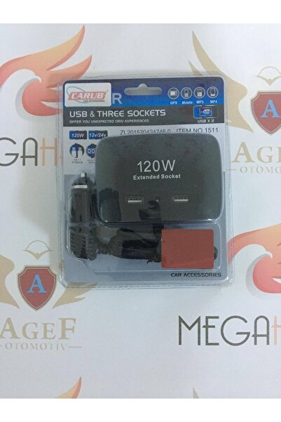 Carub Çakmaklık Çoğaltıcı 3'lü 120w Çakmaklık Ve 2'li Usb Girişi 12-24v