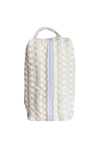 Lucy and Home Cream Big Waffle Pike Makeup Bag