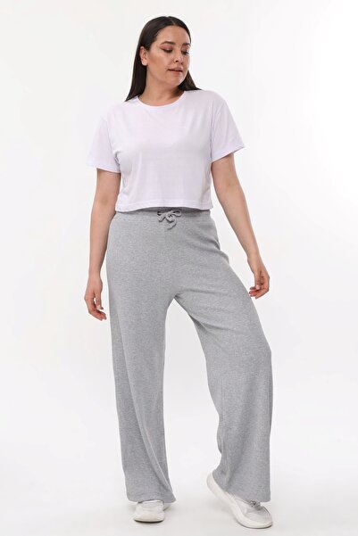 SYM Γυναικείο παντελόνι İrna Plus Size Loose Wide Leg Stretchy Camisole