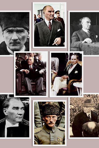 Özer Store 8 Mustafa Kemal Atatürk Photos Themed Decoration Card Set