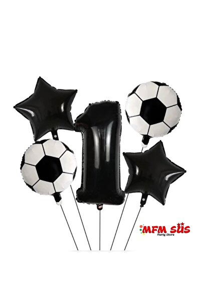 MFM Set de baloane din folie de fotbal pentru petrecerea de 1 an, cu numărul ...